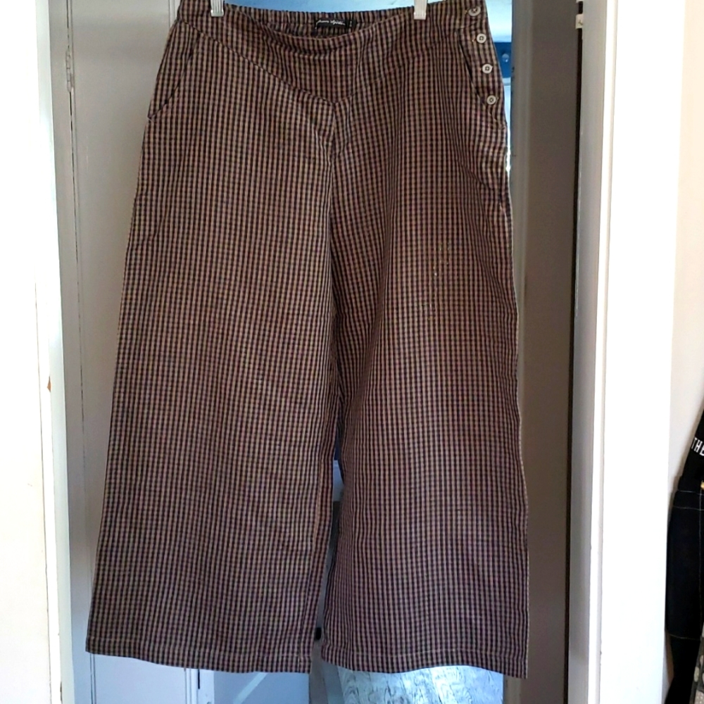 Gudrun Sjoden wide leg checked pants L NWOT